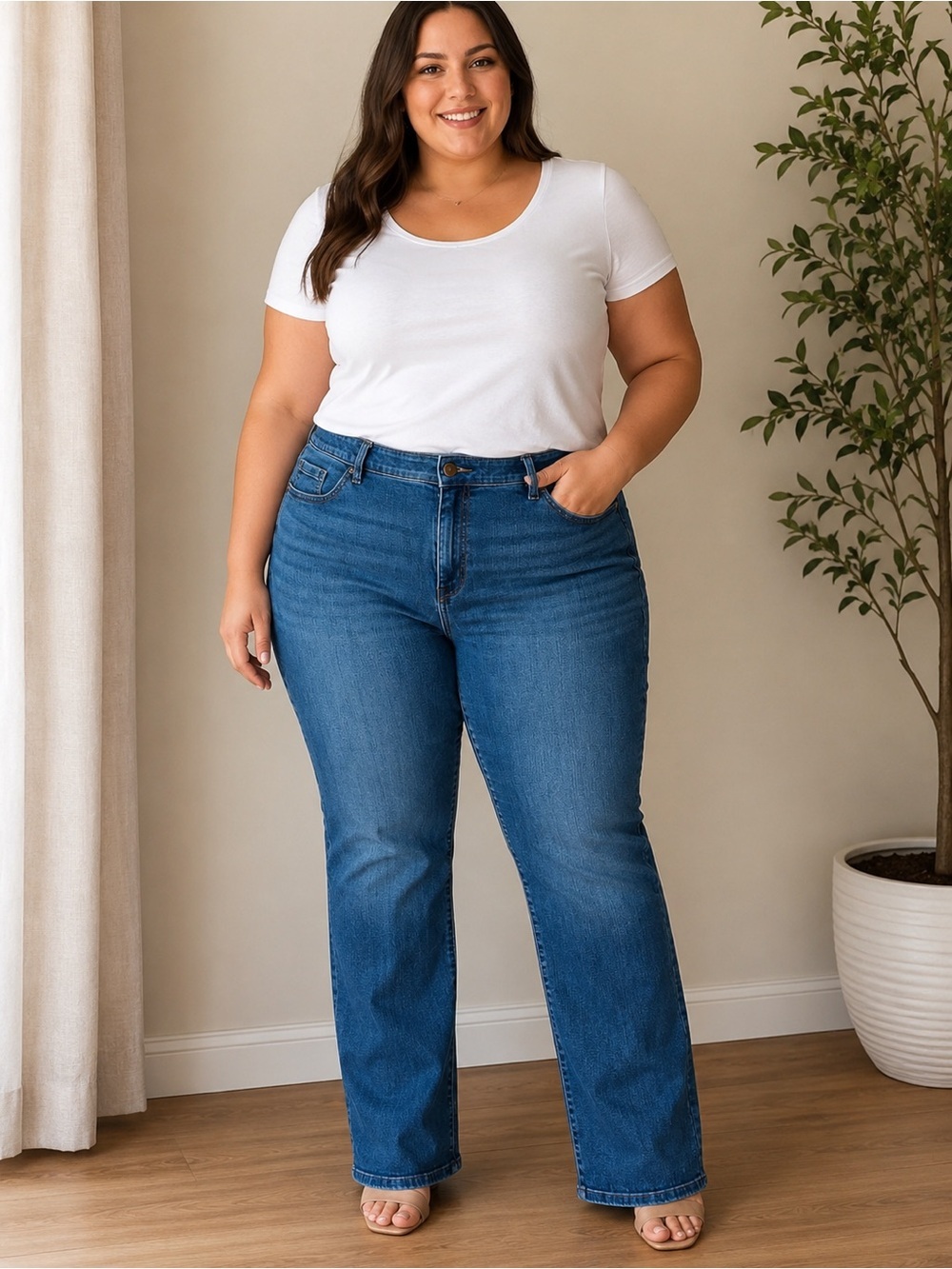 Lane Bryant Blue Straight-Leg Plus Jeans